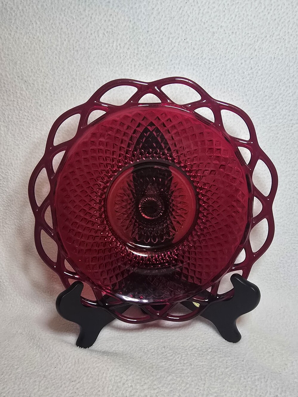Ruby Red Decorative Imprrial Glass Plate